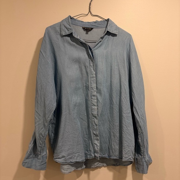 Massimo Dutti Lyocell Light Blue Button-Up Shirt - size 42 - Picture 2 of 4
